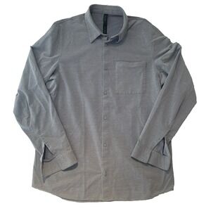 Lululemon Commission Shirt Mens XL Blue Gray Pocket Buttons Performance Stretch